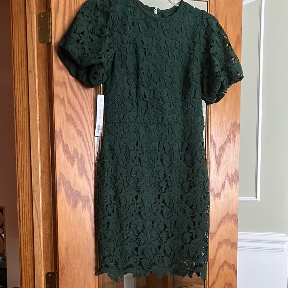 Aqua Brand - Green Puff Sleeve Sheath Mini Dress